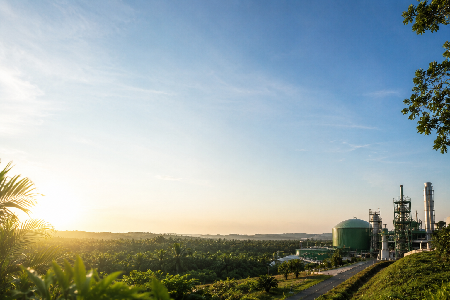 Biogas plant at palm oil plantation